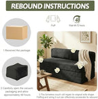 5-in-1 Convertible Sofa Bed, Couch Loveseat with Removable Cushions & Washable Cover, Futon Sofa Bed with Handle, Pull Out Couch for Small Spaces, Queen Size, Black
