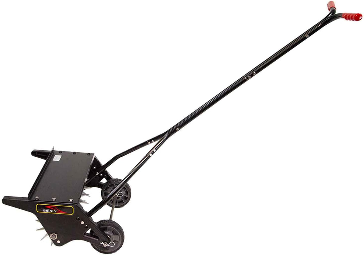 Brinly 20" Premium Push Spike Aerator with 3D Galvanized Steel Tines and Weight Tray
