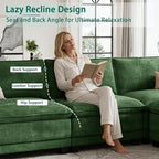 140" Modular Sectional Couch, U Shaped Cloud Sofa for Living Room | Comfortable Foam Cushions, Sturdy Frame, Appealing Appearance, Easy Assembly, Soft Chenille, Modular Design, Green