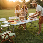 6FT White Plastic Folding Table Heavy Duty Tables Set of 1 | HDPE Tabletop Fold-in-Half Portable Utility Foldable Carrying Handle for Party Picnic Dining Office Event Indoor & Outdoor
