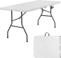 PayLessHere | 6FT Folding Table | Portable Plastic Table with Carry Handle | Waterproof & Foldable Table Design | Steel Frame with Lock | White | for Events, Camping, Indoor & Outdoor Use