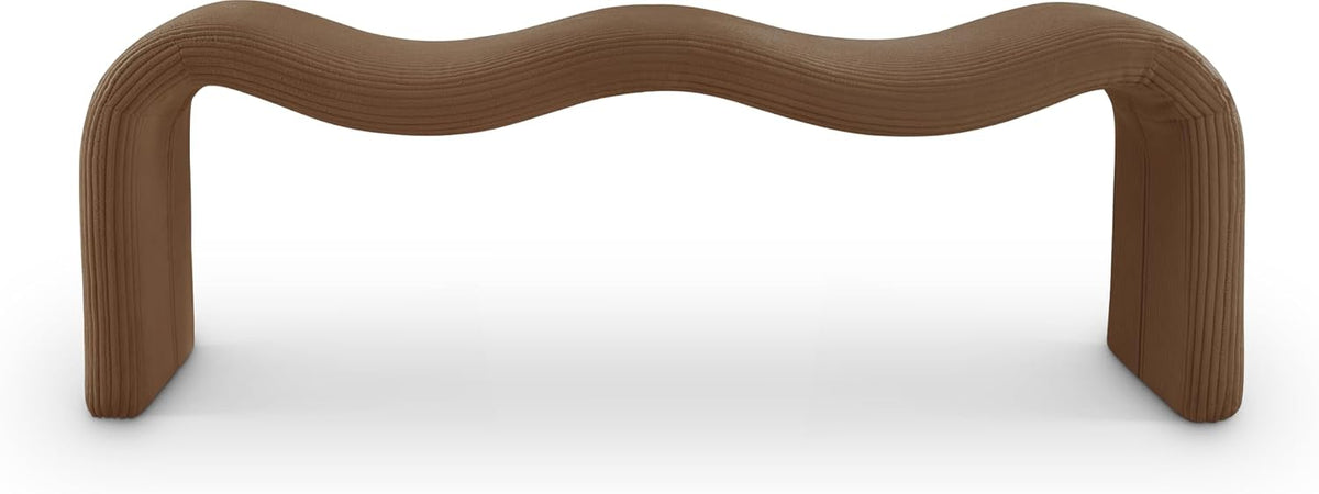 Meridian Furniture 22097Saddle Willow Collection Modern | Contemporary Bench with Soft Saddle Microsuede Corduroy Fabric, Iron Metal Inner Frame, 56.5" W x 18" D x 19" H, Saddle