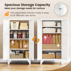 Yizosh Metal Storage Cabinet with 2 Doors and 3 Adjustable Shelves - 47" White Kitchen Pantry Storage Cabinet Locker for Kitchen,Living Room,Dining Room