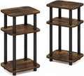 Pemberly Row 3-Tier Turn-N-Tube Curve End Table, Amber Pine/Black Finish, CARB-Grade Composite Wood, Rounded Edges, Minimalist Style, 11.3 x 13.15 x 22.76 in, Side Table for Living Room or Bedroom