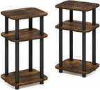 Pemberly Row 3-Tier Turn-N-Tube Curve End Table, Amber Pine/Black Finish, CARB-Grade Composite Wood, Rounded Edges, Minimalist Style, 11.3 x 13.15 x 22.76 in, Side Table for Living Room or Bedroom