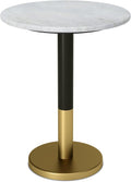 HomeStock Metal & Marble Side Table, Round Pedestal Accent Table - White & Gold