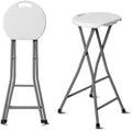 30 Inch Tall Folding Stool Chair | Heavy Duty Plastic Stool Chair | Portable Foldable Bar Height Stools with Handle for Indoor & Outdoor | Bar Stools with Footrest | 300lbs Capacity | White (1)