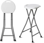 30 Inch Tall Folding Stool Chair | Heavy Duty Plastic Stool Chair | Portable Foldable Bar Height Stools with Handle for Indoor & Outdoor | Bar Stools with Footrest | 300lbs Capacity | White (1)