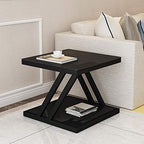Telephone Table, Nordic Modern Square Side Table Living Room Sofa Coffee Table Telephone Table Bedroom Bedside Table 2-Tier Storage Table(Black