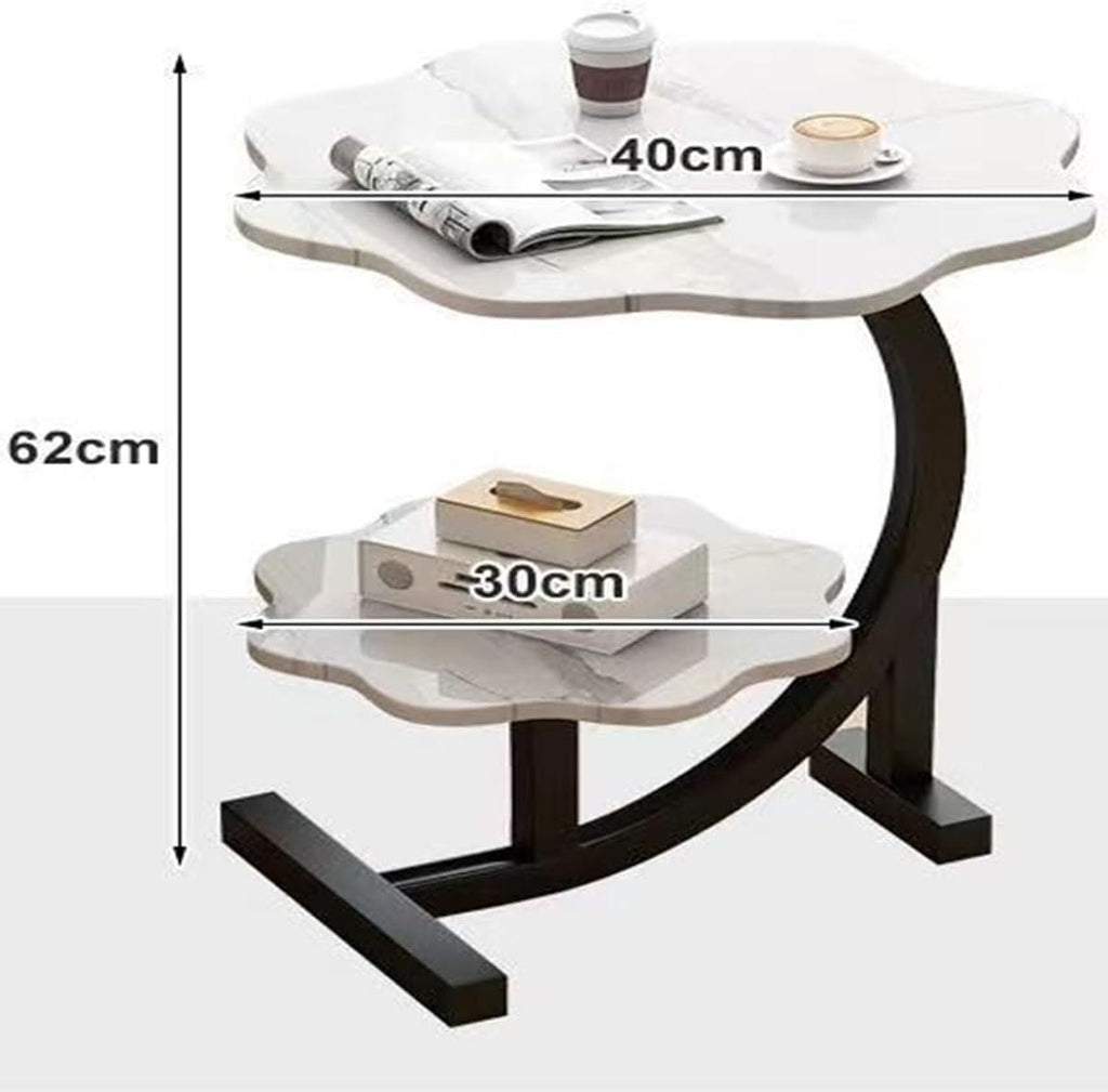 C Shaped End Table Sofa Couch Side Tables with Storage Shelves Nightstand for Living Room Bedroom Office No Discoloration After Long-Term use Easy Assembly(Brown)