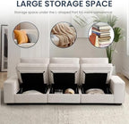 TEKAMON 73" Loveseat Sofa with Seat Storage, 2-Seater Modular Sofa Couch for Living Room, Chenille Fabric, Solid Wood Frame, Spring Cushions, USB Charging, Removable Covers, Side Pockets, Beige