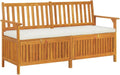 Storage Bench with Cushion 58.3 Inch Solid Acacia Wood Durable Patio Furniture Outdoor Bench Seat for Garden Porch Front Porch Furniture