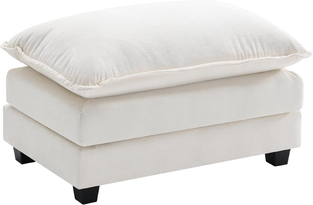 Ihanherry Ottoman for Modular Sectional Cloud Sofa, Chenille Deep Seat Couch for Apartment, Living Room and Bedroom, Beige