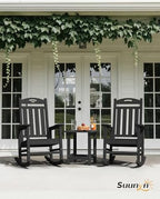 Oversized Outdoor Rocking Chair, High Back Porch Rocker Chair, HDPE All Weather Resistant Rocking Chairs for Patio, 380lbs Weight Capacity, Black