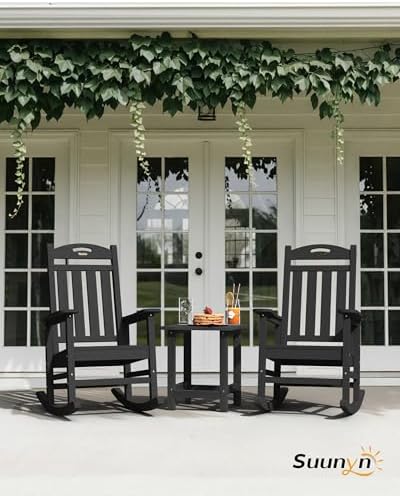 Outdoor Rocking Chair Set of 2,HDPE Patio Rocking Chair,All Weather | Relax in Gentle Rock, Create Comfort Everywhere, Share Relaxing Moment Together, Withstand Changing Seasons, Timeless Style