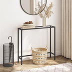 HOOBRO 29.5" Narrow Console Table, Modern Sofa Table Behind Couch Table | Tempered Glass Entryway Table, Small Side Table for Entrance, Living Room, Foyer, Hallway, Bedroom, Black BK07XG01