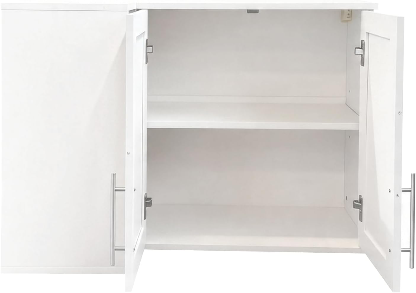 L Shape Wall Mounted Storage Cabinet, White Floating Sideboard Buffet Cabinet with 2 Doors & 3 Open Shelves, Wall Storage Organizer for Kitchen Dining Room