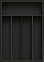 Bamboo Kitchen Drawer Organizer - silverware organizer - Cutlery Tray - Utensil Tray - drawer dividers and Utensil Holder with Wood Silverware Holder for Flatware Cutlery (5 Slots, Black)