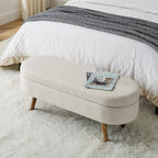 43.5" Ottoman with Storage, Storage Ottoman Bench with Safety Hinge, Linen End of Bed Bench, Upholstered Entryway Bench for Bedroom, Living Room & Window, Holds up to 330 lb, Beige
