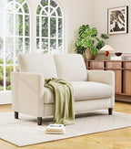 Welzona Loveseat, 51" Small Couch, Corduroy Love Seat, Small Loveseat Sofa | Comfy Corduroy Fabric, Tool-free Setup, Washable Covers, All-wood Small Sofa Couch for Living Room, Bedroom, Beige