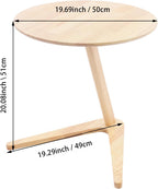 C Shaped End Table, Small Side Table, Wood Coffee Snack TV Tray Table with Metal Frame, Couch Side Table That Slides Under, Modern Sofa Tables with Round Tabletop for Sofa Couch Bed (Burlywood)