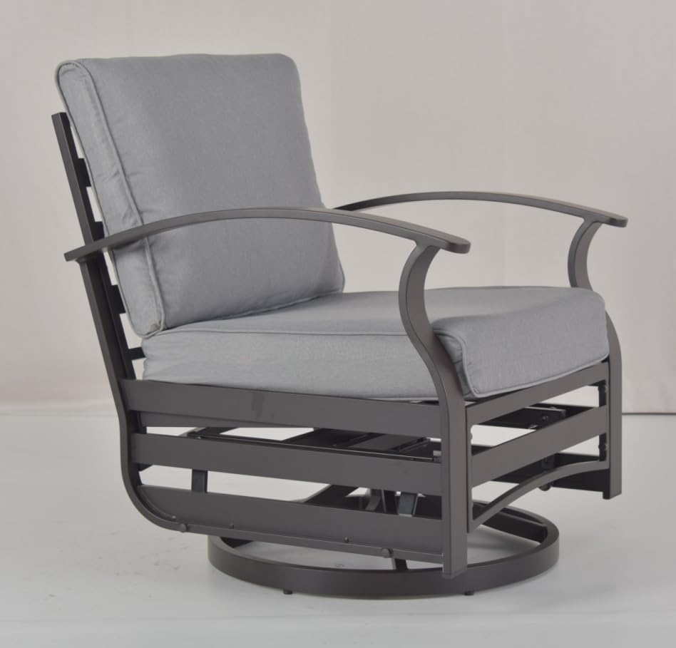 Kurapika 5 Pieces Patio Furniture Set, Outdoor Aluminum Swivel Gliders Rocker, Patio Bistro Set Rocking Chair with Thickened Cushions and Side Table(Sand)