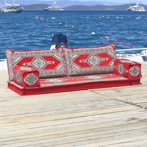 mysticalanatolia Majlis Floor Sofa Loveseat – 75x27x4 in Convertible Guest Mattress Traditional Arabic Seating Bohemian Style Living Room Furniture Futon Sets