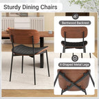 Modern Dining Chairs Set of 2,Upholstered PU Leather Kitchen Chairs,Black | Mid Century Walnut Bentwood Back and Metal Legs for Kitchen Dining Room Living Room