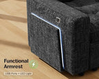 Vipbear 8 Seat U Shaped Modular Sectional Sleeper Sofa with Pull Out Bed/Reclining Backrest/USB Ports/Table/LED Light/Storage Seat, Sectional Sleeper Couch, Tool-Free Assembly, Chenille Black