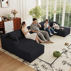160" U Shaped Cloud Couch, Oversized Modular Sectional Sofa for Living Room | Modern Corduroy Couch, 5 Seater Deep Seat Memory Foam Compressed Sofa, No Assembly Required, Black