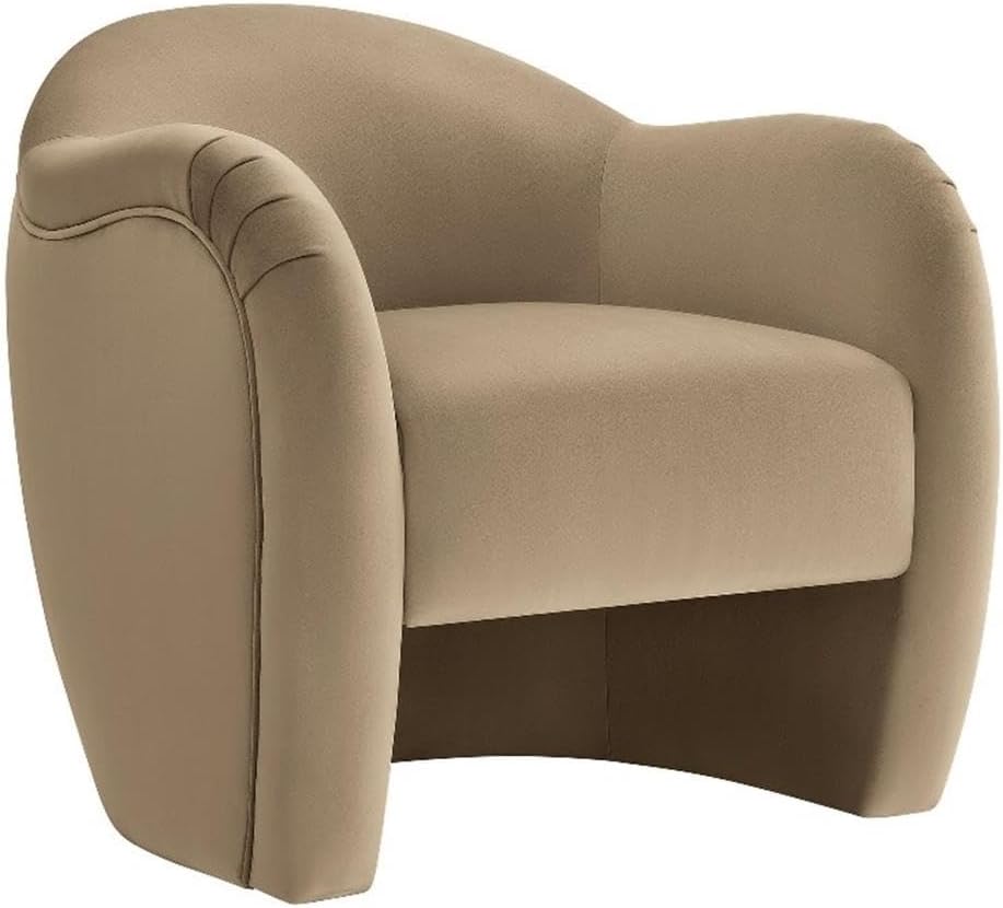 Modway Compose Barrel Chair with Performance Velvet Fabric in Taupe – Upholstered Accent Armchair with Curved Backrest – Cozy Lounge Chair for Reading – Round Comfy Single Sofa Club Chair