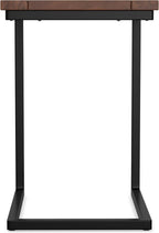SIMPLIHOME Skyler C-Side Table - 16 inch Wide Solid Mango Wood and Metal Slide-Under Table in Walnut Brown, Industrial Accent Table or End Table for Living Room with Open Frame Design, Assembled