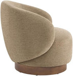 KISLOT Swivel Accent Chair Modern Round Barrel Armchair with Upholstered Performance Fabric for Living Room Bedroom Waitingroom,1 Box,Brown