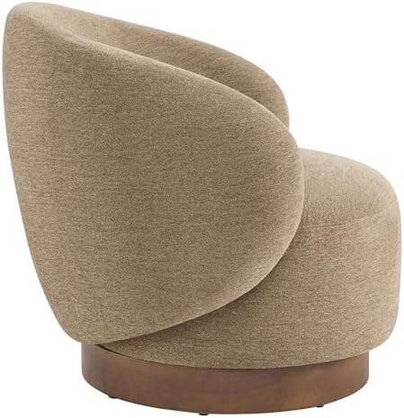 KISLOT Swivel Accent Chair Modern Round Barrel Armchair with Upholstered Performance Fabric for Living Room Bedroom Waitingroom,1 Box,Brown