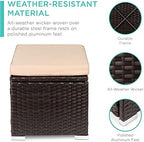 Best Choice Products Set of 2 Wicker Ottomans, Multipurpose Outdoor Furniture for Patio, Backyard, Additional Seating, Footrest, Side Table w/Storage, Removable Cushions - Brown/Beige