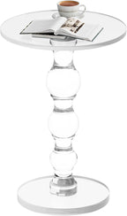 Acrylic Side Table, Acrylic end Table, Clear Small Round Side/End Tables with Support Rod, Modern Drink Table/Nightstand for Living Room Bedroom Lobby Balcony, 15.7'' L x 15.7'' W x 22.6'' H