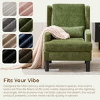 Garvee Wingback Accent Chair Set of 2, Mid-Century Chenille Reading Chair | High back design, 5.1 in spring + foam cushion, wood frame with metal backrest, lumbar pillow, 350 lb capacity