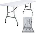 Lakhow 6 FT Folding Table,Outdoor Indoor Plastic Table Portable Square Height Dining Table Perfect for Picnics, Parties, Party and Camping, Clear White