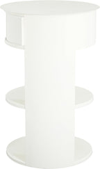 Christopher Knight Home Pomme 3-Tier Metal Small Side Table, Narrow Bedside Table with Sliding Door Cabinet, Bedroom Decoration Organizer, Round End Table with Storage, Space Saving, Matte White