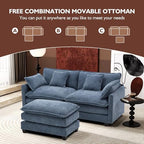 Ihanherry 77" L Shaped Modern Sofa Modular Sectional Cloud Couch with Ottoman, 3-Seat Chenille Deep Seat Sofa with Pillow for Living Room, Bedroom and Apartment, Blue