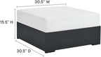 Modway Tahoe Aluminum Ottoman in Gray White with Weather-Resistant Cushion-Ideal as Outdoor Footstool, Patio or Sunroom Furniture