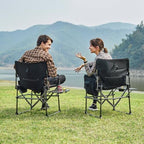 EVER ADVANCED Camping Directors' Chair with Side Table, Portable Folding with Compact Size, Heavy Duty Lawn Chair with Pocket for Camping, Lawn, Sports and Fishing, 400lbs, Black