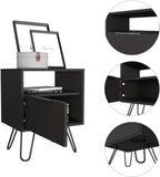 Nightstand, End Table, Side Table Single Door Cabinet, Hairpin Legs -Black,for Small Spaces