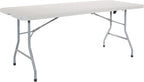 Office Star Resin Rectangle Center-Folding Portable Table for Picnics, Camping, and Tailgating, 6 Feet