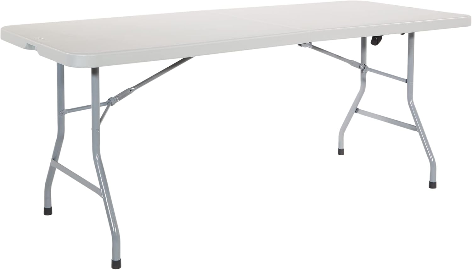Office Star Resin Rectangle Center-Folding Portable Table for Picnics, Camping, and Tailgating, 6 Feet