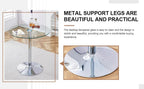 A Glass Tabletop with a Diameter of 35 inches and a Modern Minimalist Circular Dining Table with electroplated Silver Metal Legs. Suitable for Restaurants, Living Rooms, and Conference Rooms.BT-1166