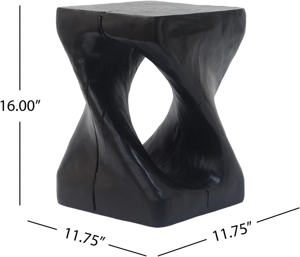 Magnesium Oxide Side Table Outdoor Square End Table Indoor, Lightweight Concrete Side Table for Courtyard Balcony, No Need Assembly, Black