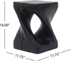 Magnesium Oxide Side Table Outdoor Square End Table Indoor, Lightweight Concrete Side Table for Courtyard Balcony, No Need Assembly, Black