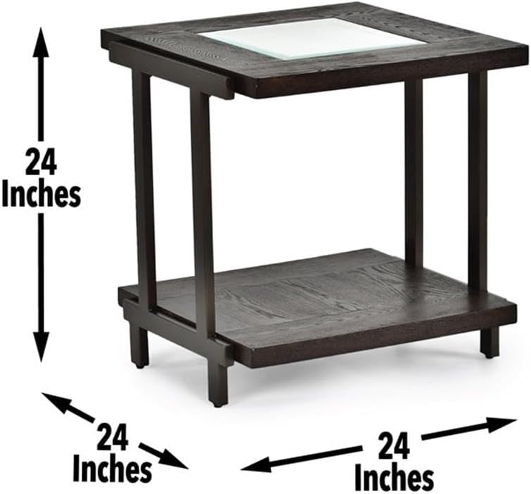 Pemberly Row Contemporary 3-Piece Coffee Table Set, Smoky Brown Finish, Ash Veneers, Tempered Glass Tops, Satin Brass Panels, Bottom Shelf Storage, Rustic Industrial Style Living Room Furniture