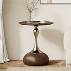 Metal Columns Table, Modern Round End Table, Small Dining Table, Simple Bedside Table, Corner Accent Table for Living Room, Bedroom, Balcony, Study